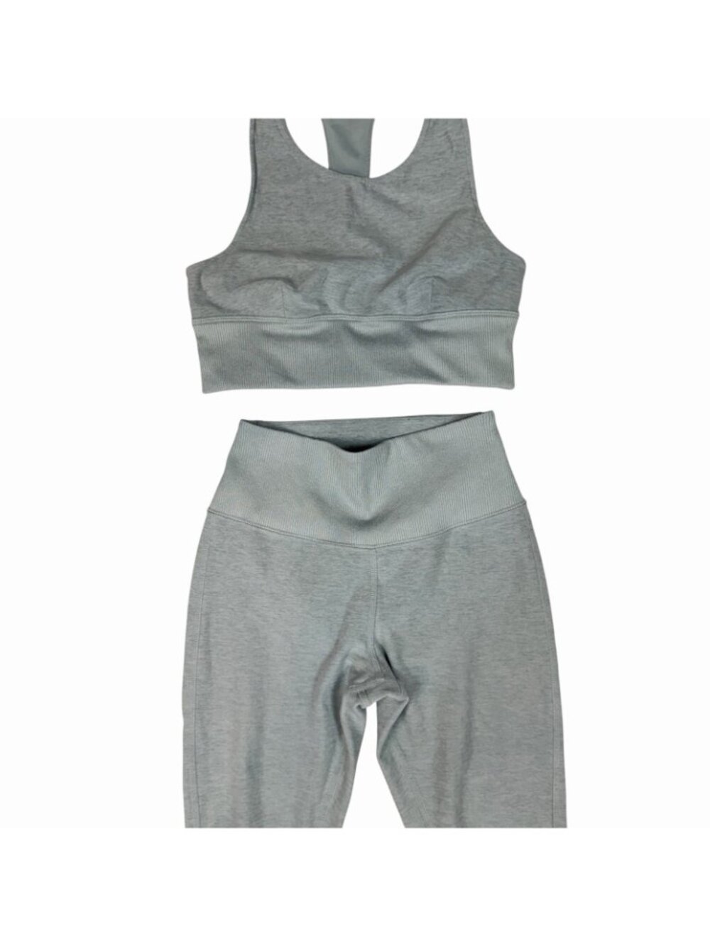 ALO Yoga Alosoft Matching Set XS Serenity Sports Bra + Lounge Leggings Heathered - Picture 11 of 16